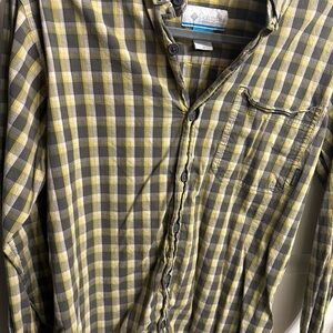 Columbia Men's Yellow and Gray Checkered Shirt